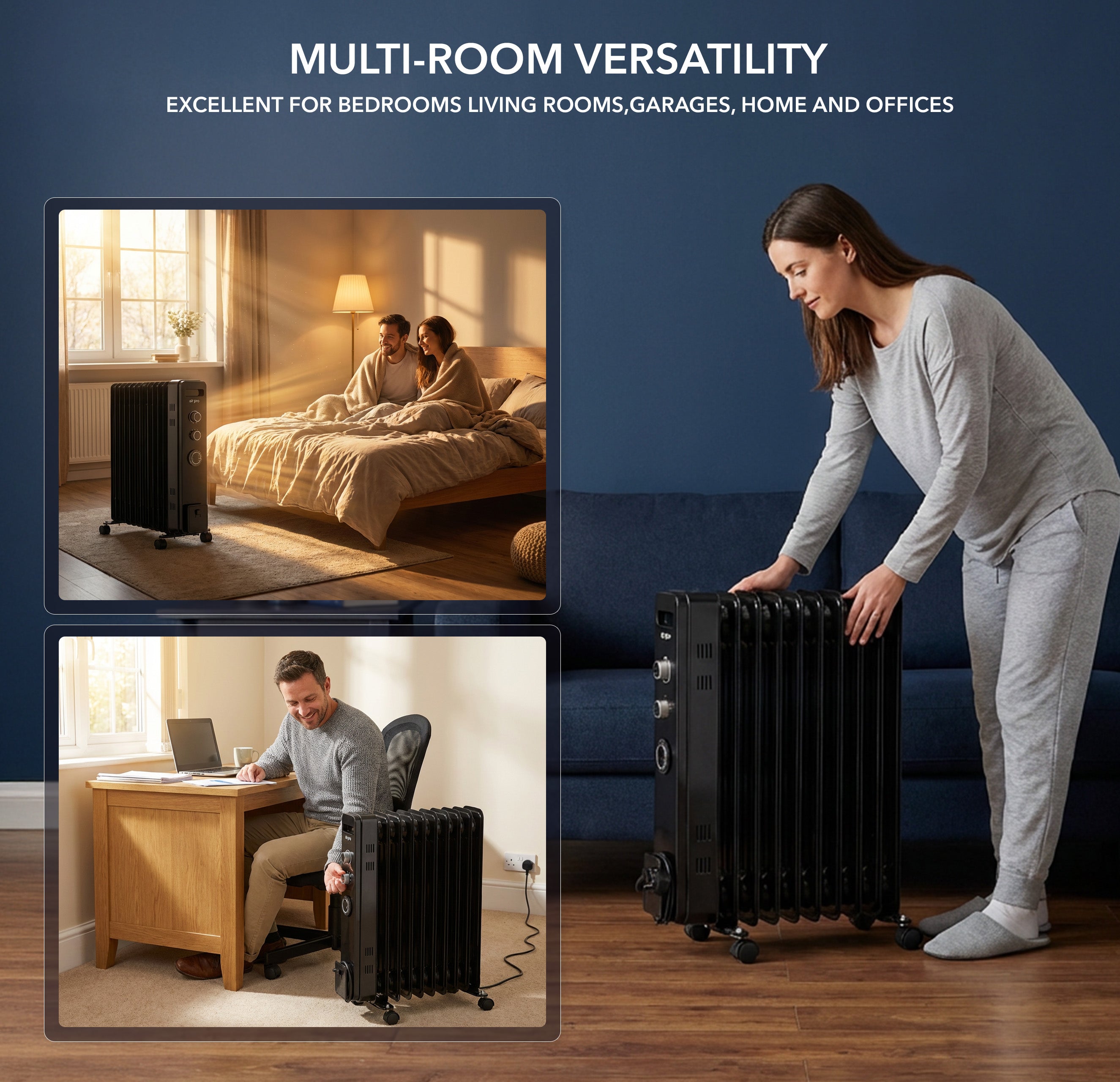 Oil-Filled Electric Heater with Timer Function - 2500W - 11 Fins