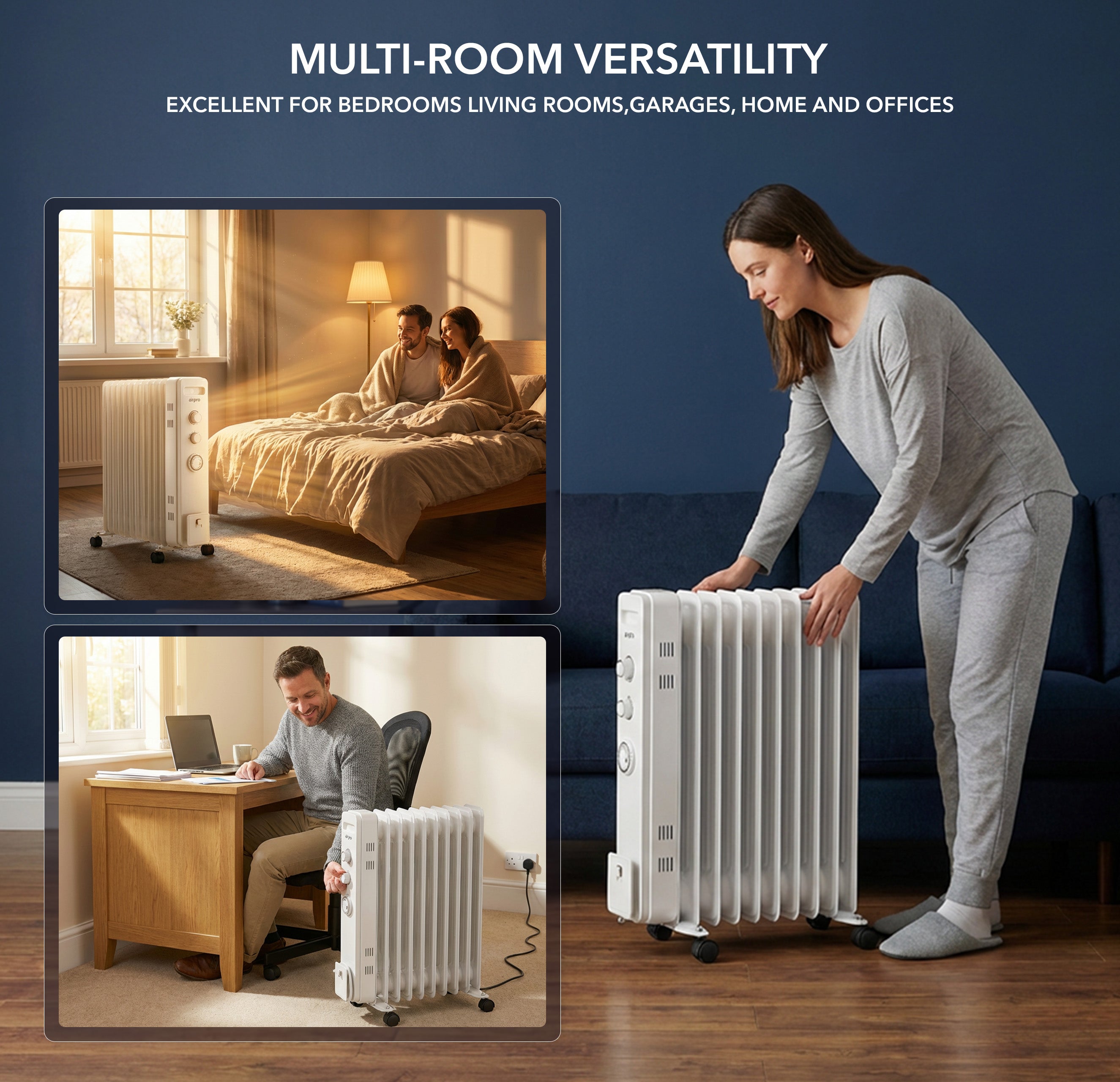 Oil-Filled Electric Heater with Timer Function - 2500W - 11 Fins