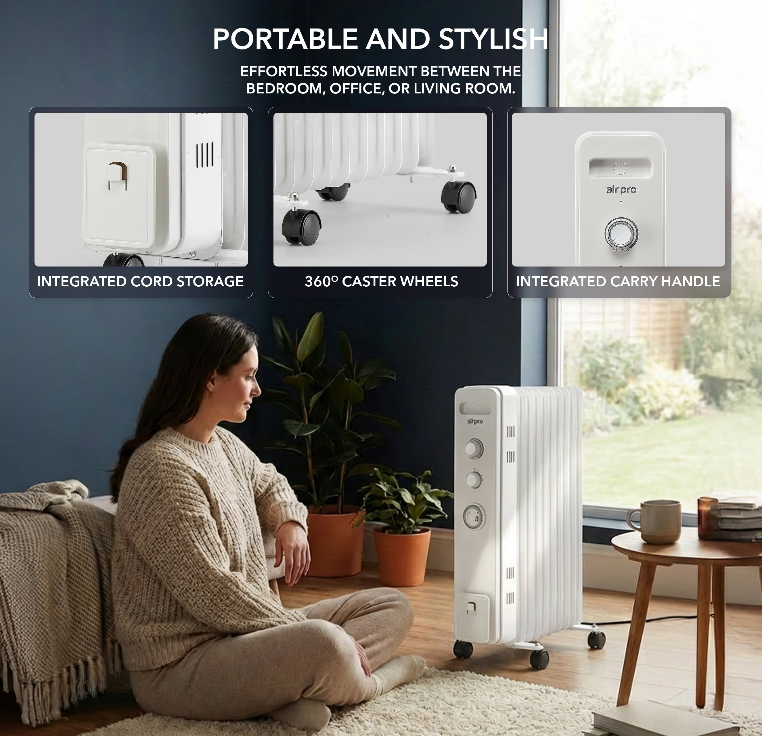 Oil-Filled Electric Heater with Timer Function - 2500W - 11 Fins