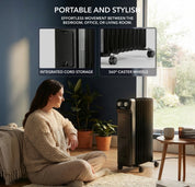 Oil-Filled Electric Radiator 2500W, Adjustable Thermostat, 3 Settings