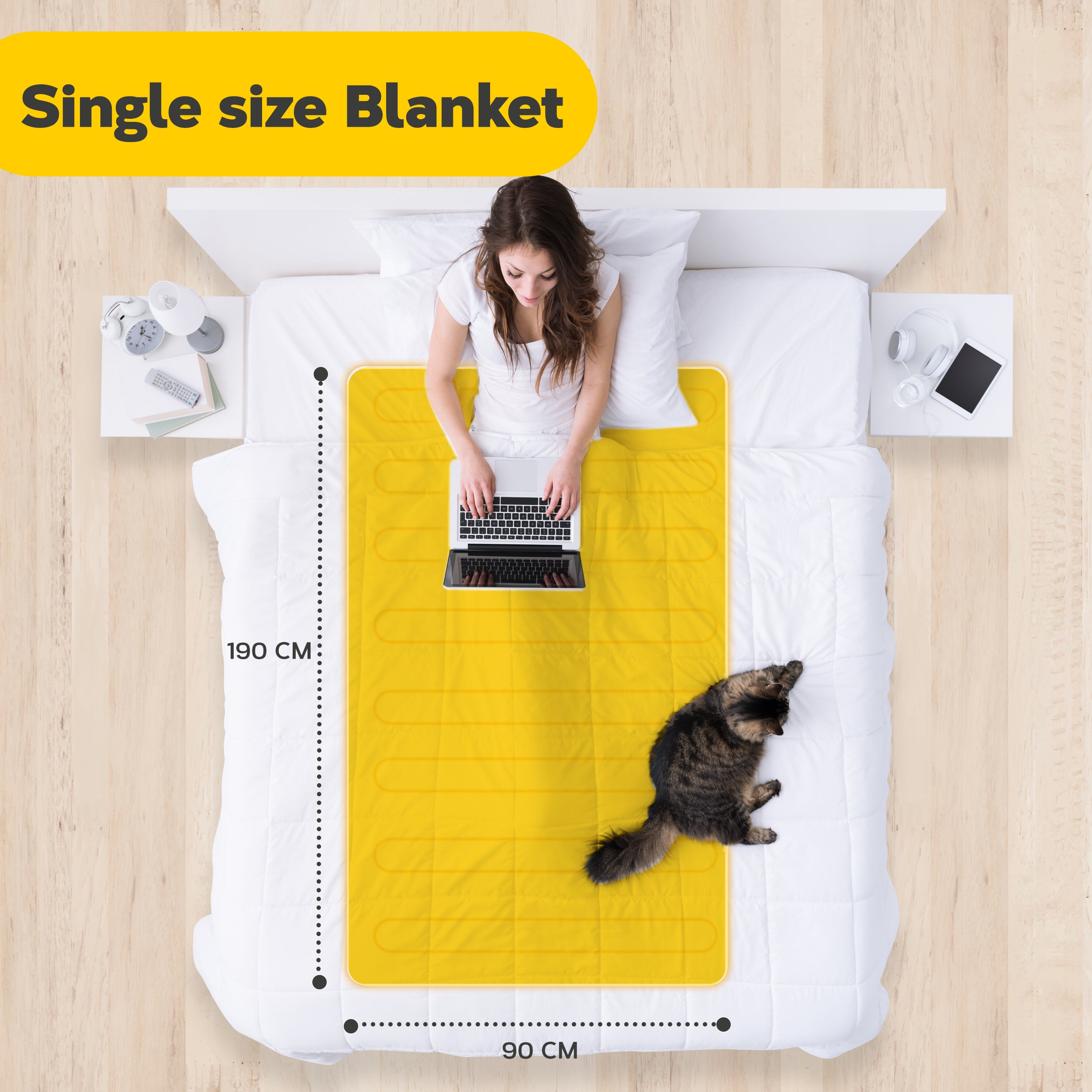 Fleece Electric Under Blanket - Heated Mattress Cover with Controller
