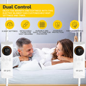 Fleece Electric Under Blanket - Heated Mattress Cover with Controller