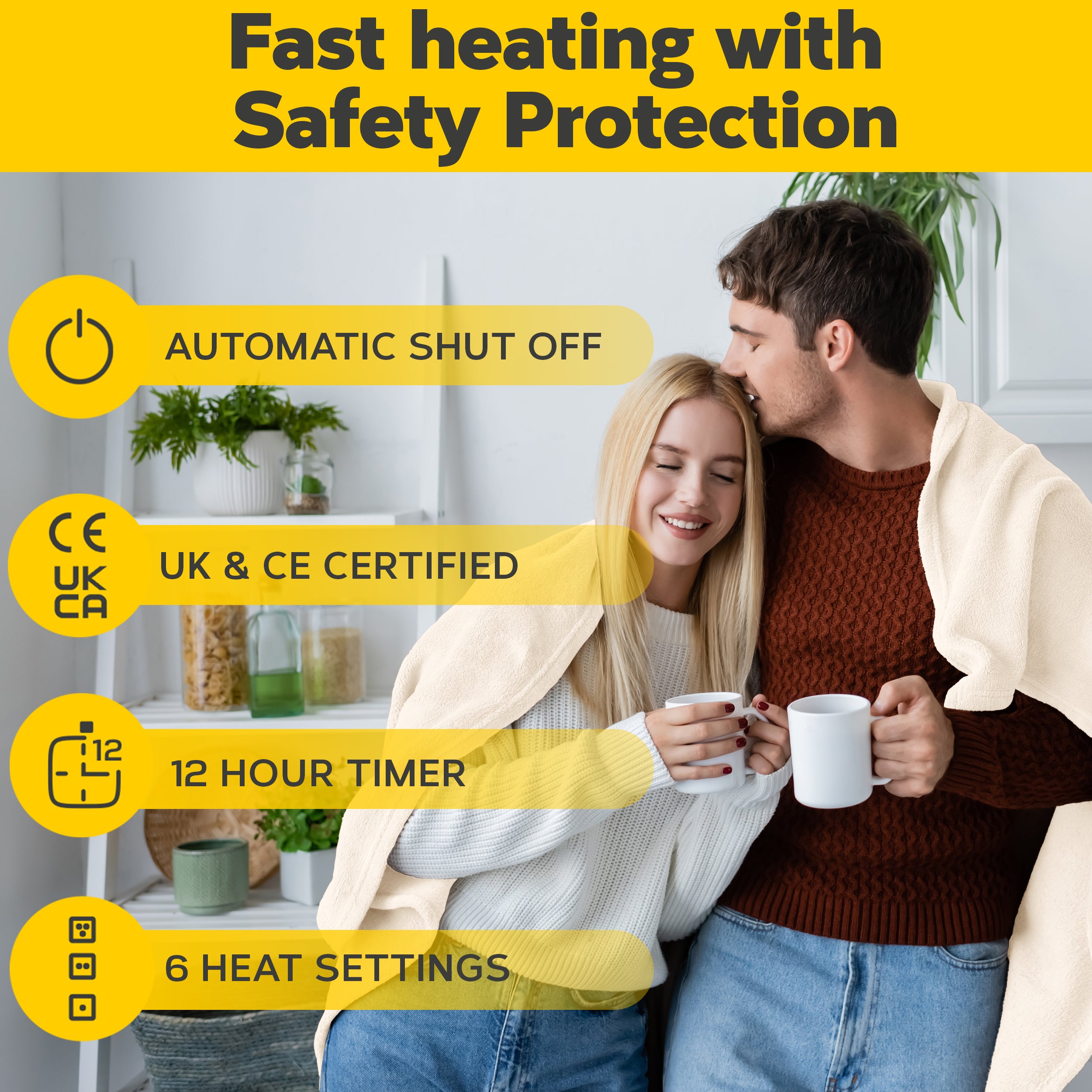 Heated Electric Blanket with Digital Controller, 6 Heat Settings