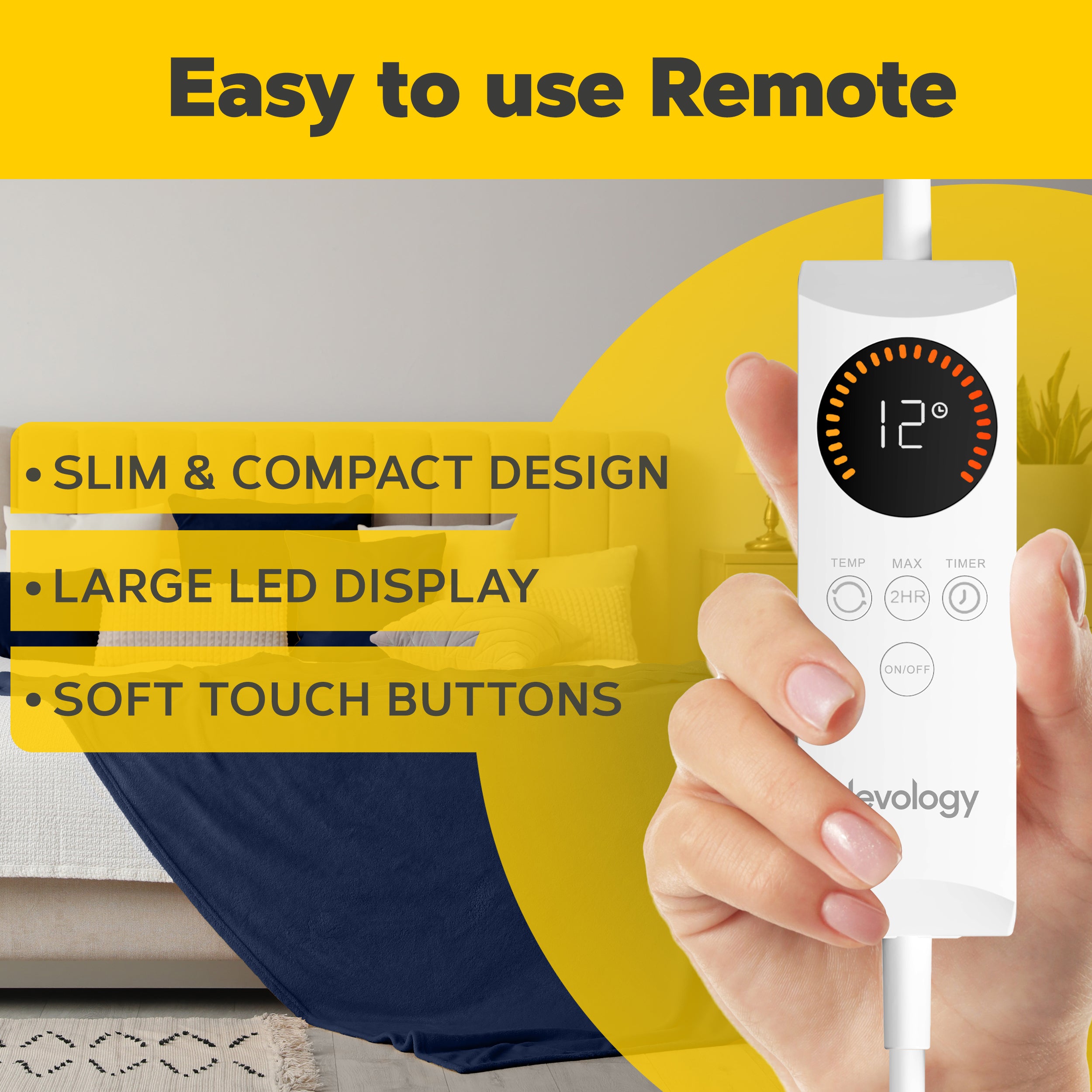 Heated Electric Blanket with Digital Controller, 6 Heat Settings