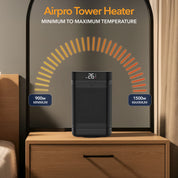 10" Portable Electric Space Heater - LED Display - 12H Timer - Remote Control