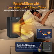 10" Portable Electric Space Heater - LED Display - 12H Timer - Remote Control