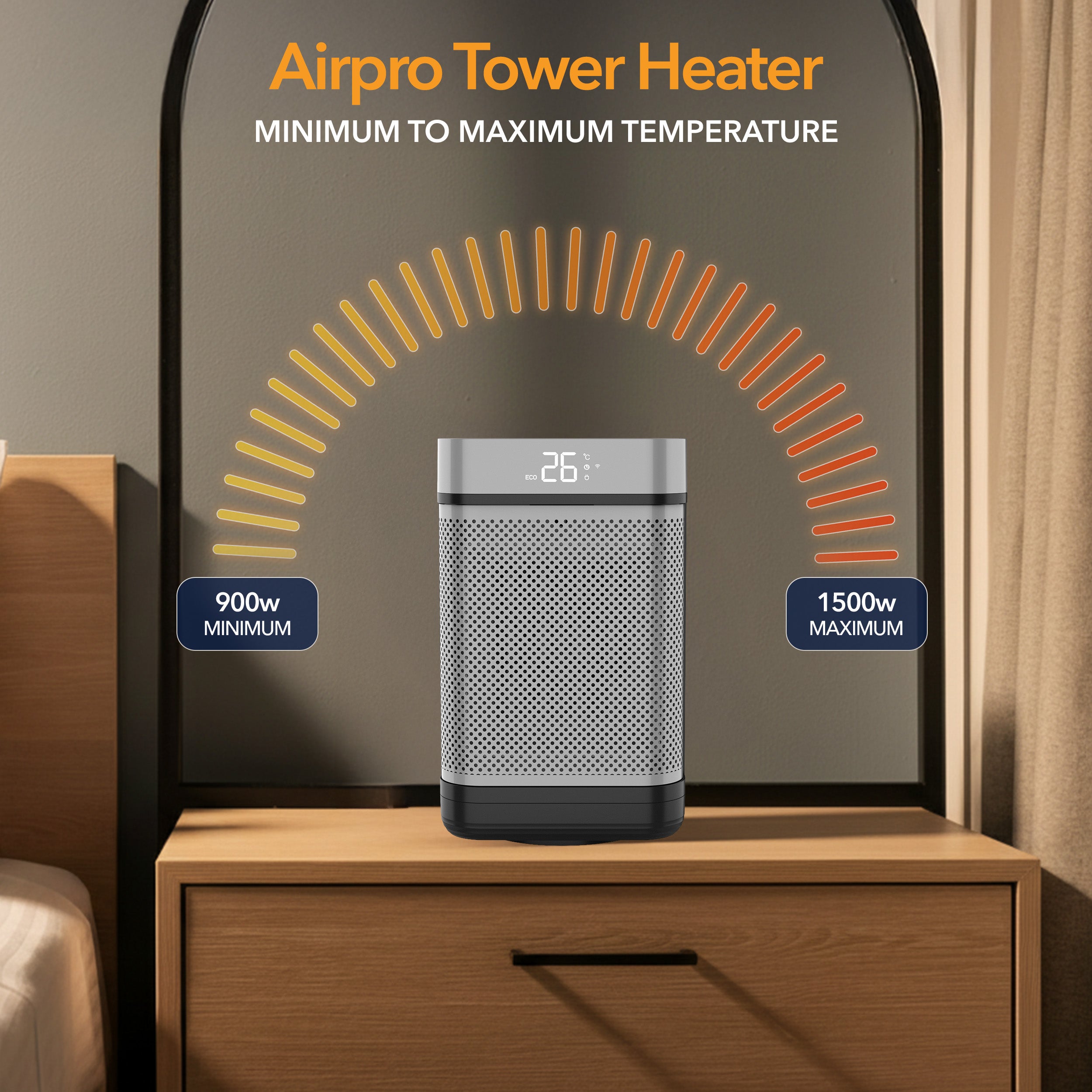 10" Portable Electric Space Heater - LED Display - 12H Timer - Remote Control