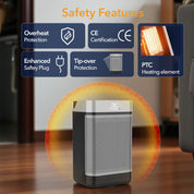 10" Portable Electric Space Heater - LED Display - 12H Timer - Remote Control