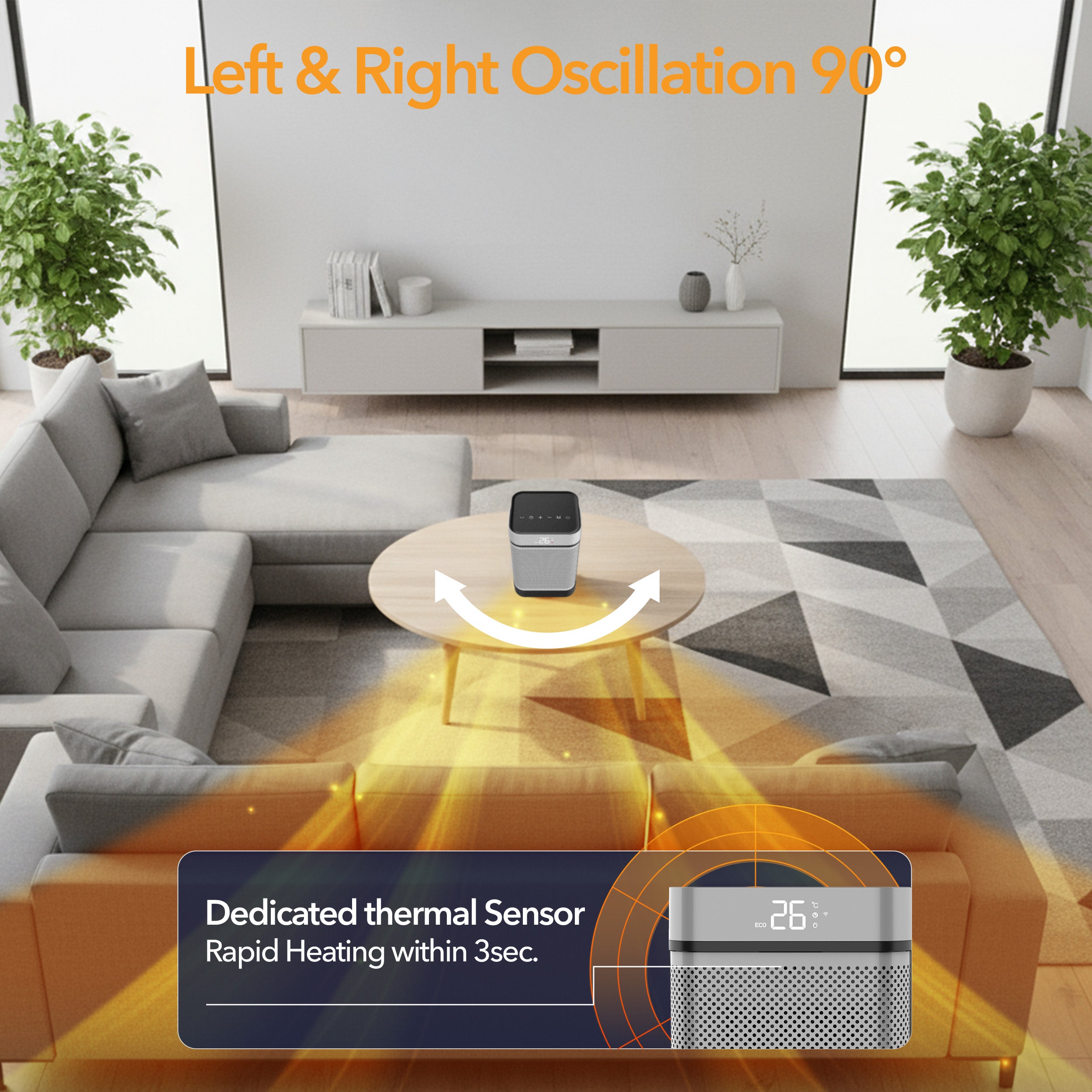 10" Portable Electric Space Heater - LED Display - 12H Timer - Remote Control