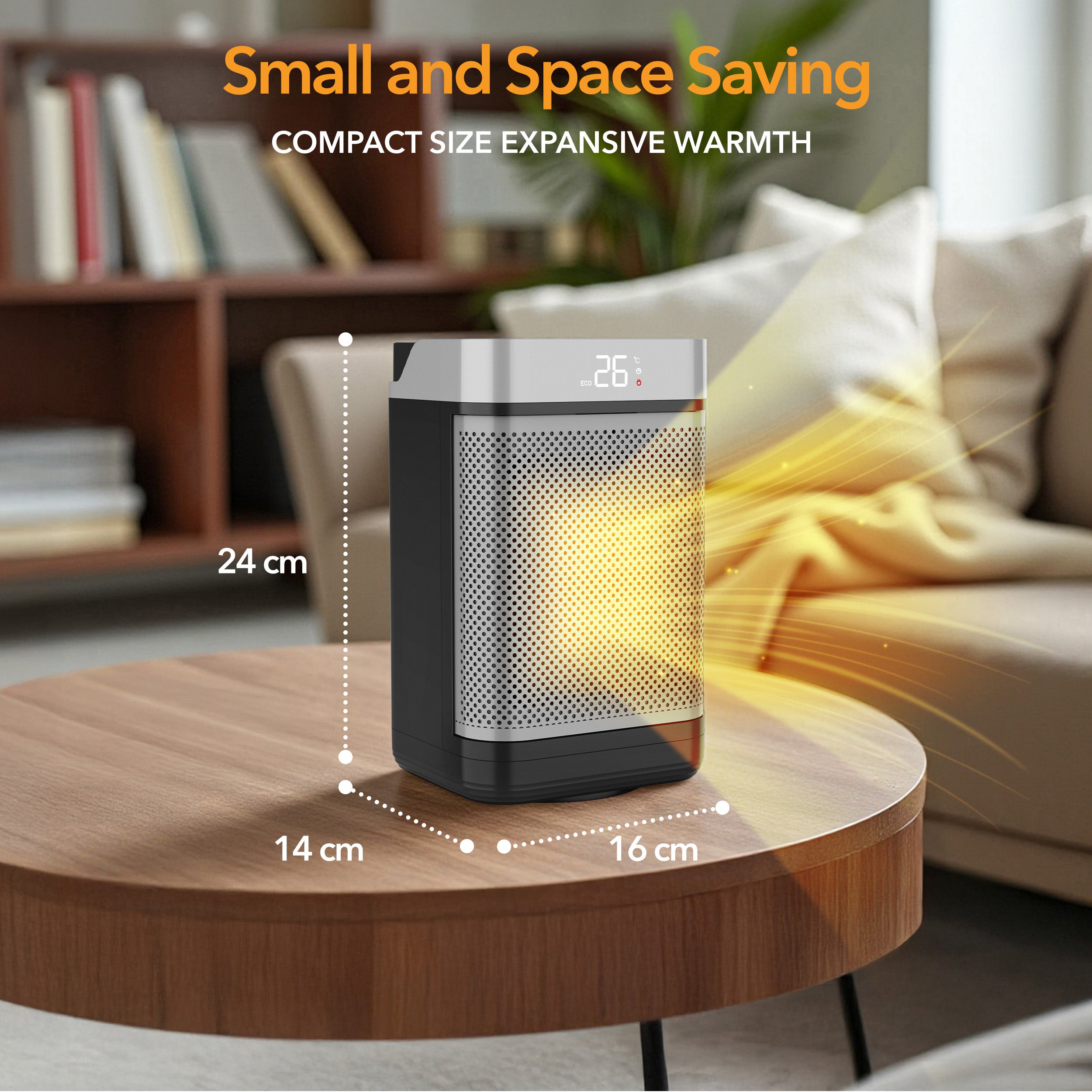 10" Portable Electric Space Heater - LED Display - 12H Timer - Remote Control