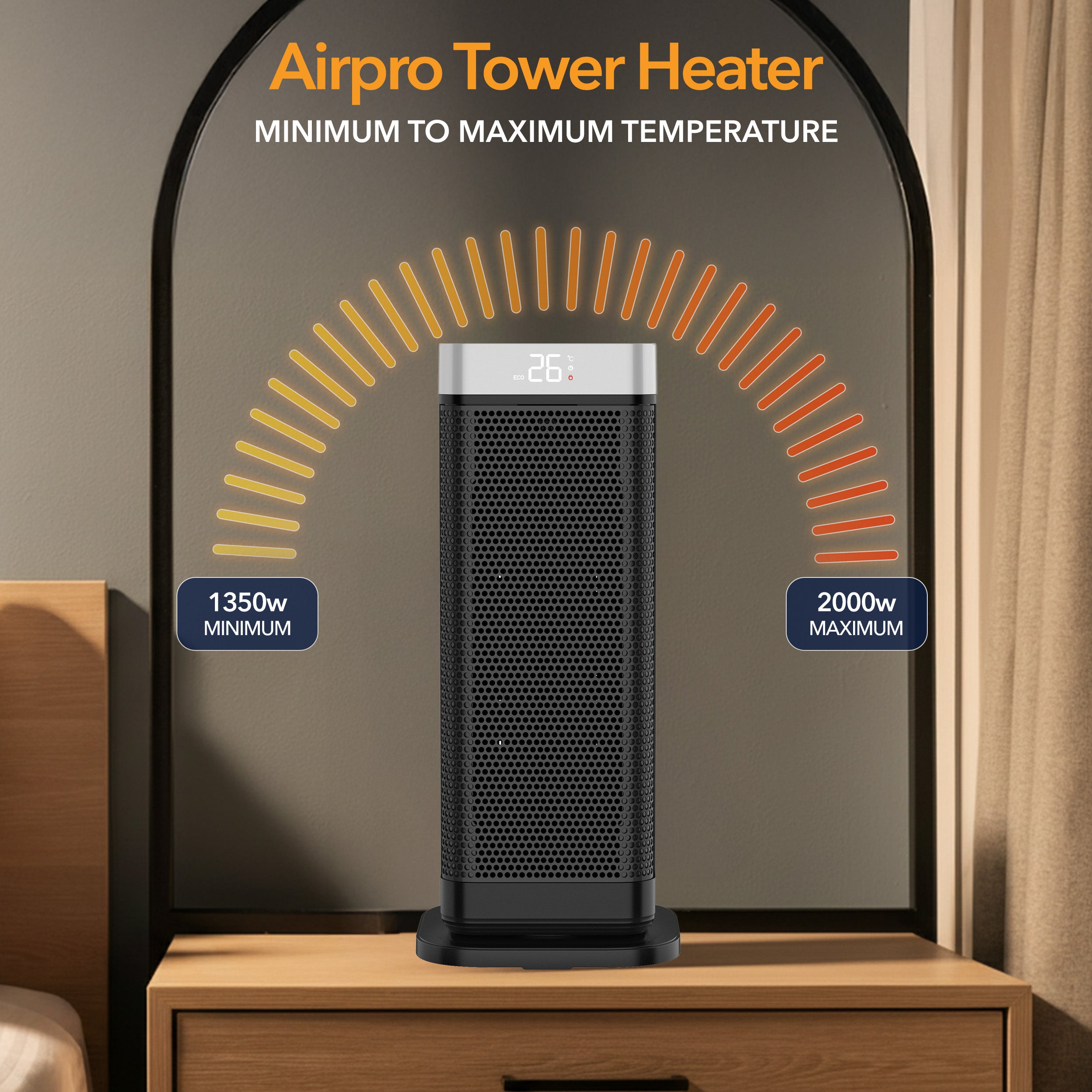 17" Portable Electric Space Heater - LED Display - 12H Timer - Remote