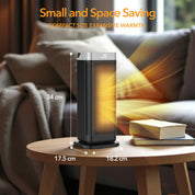 17" Portable Electric Space Heater - LED Display - 12H Timer - Remote