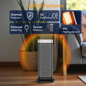 17" Portable Electric Space Heater - LED Display - 12H Timer - Remote