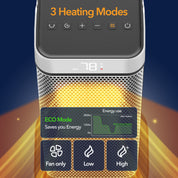 17" Portable Electric Space Heater - LED Display - 12H Timer - Remote