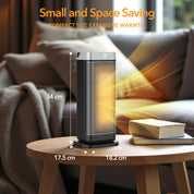 17" Portable Electric Space Heater - LED Display - 12H Timer - Remote