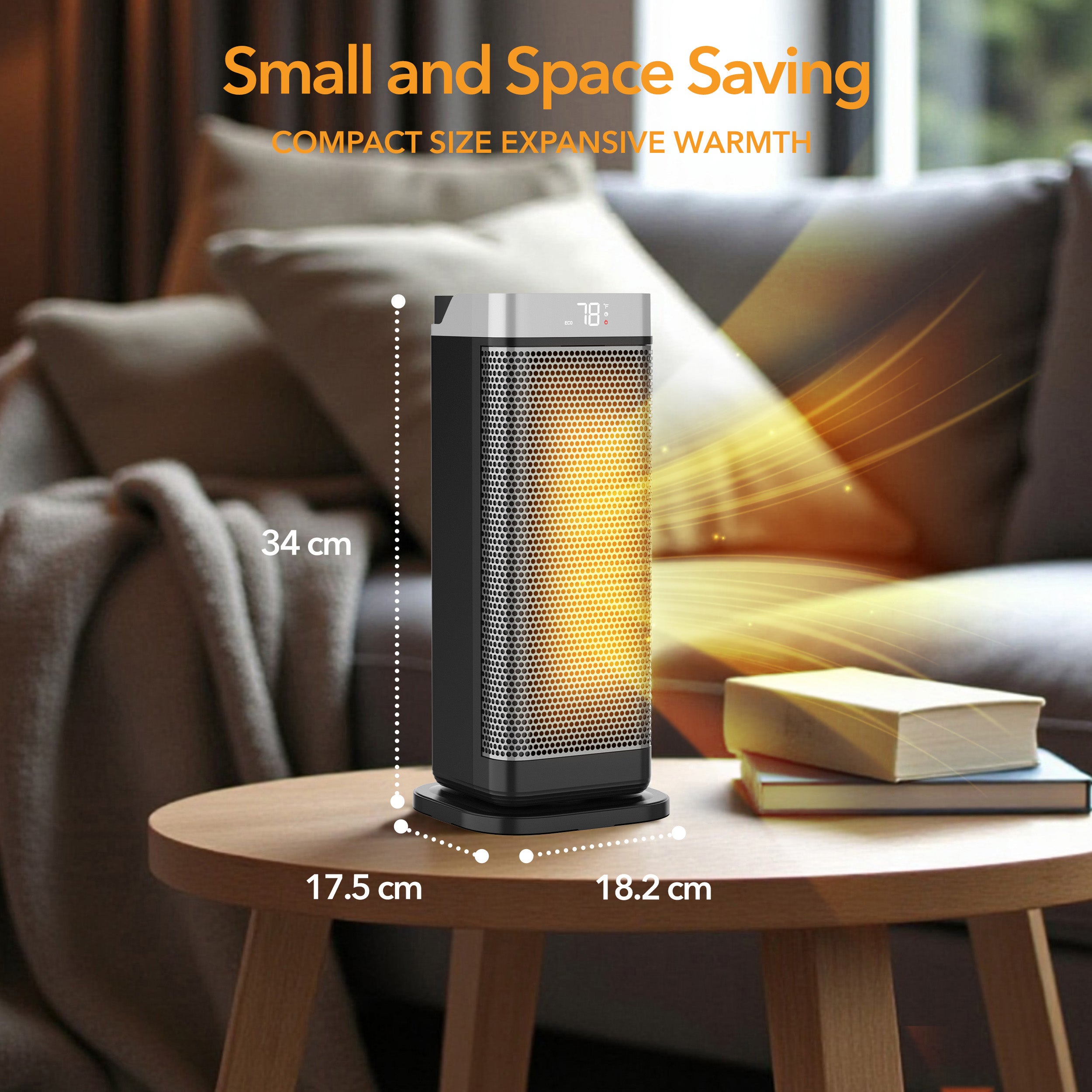 17" Portable Electric Space Heater - LED Display - 12H Timer - Remote
