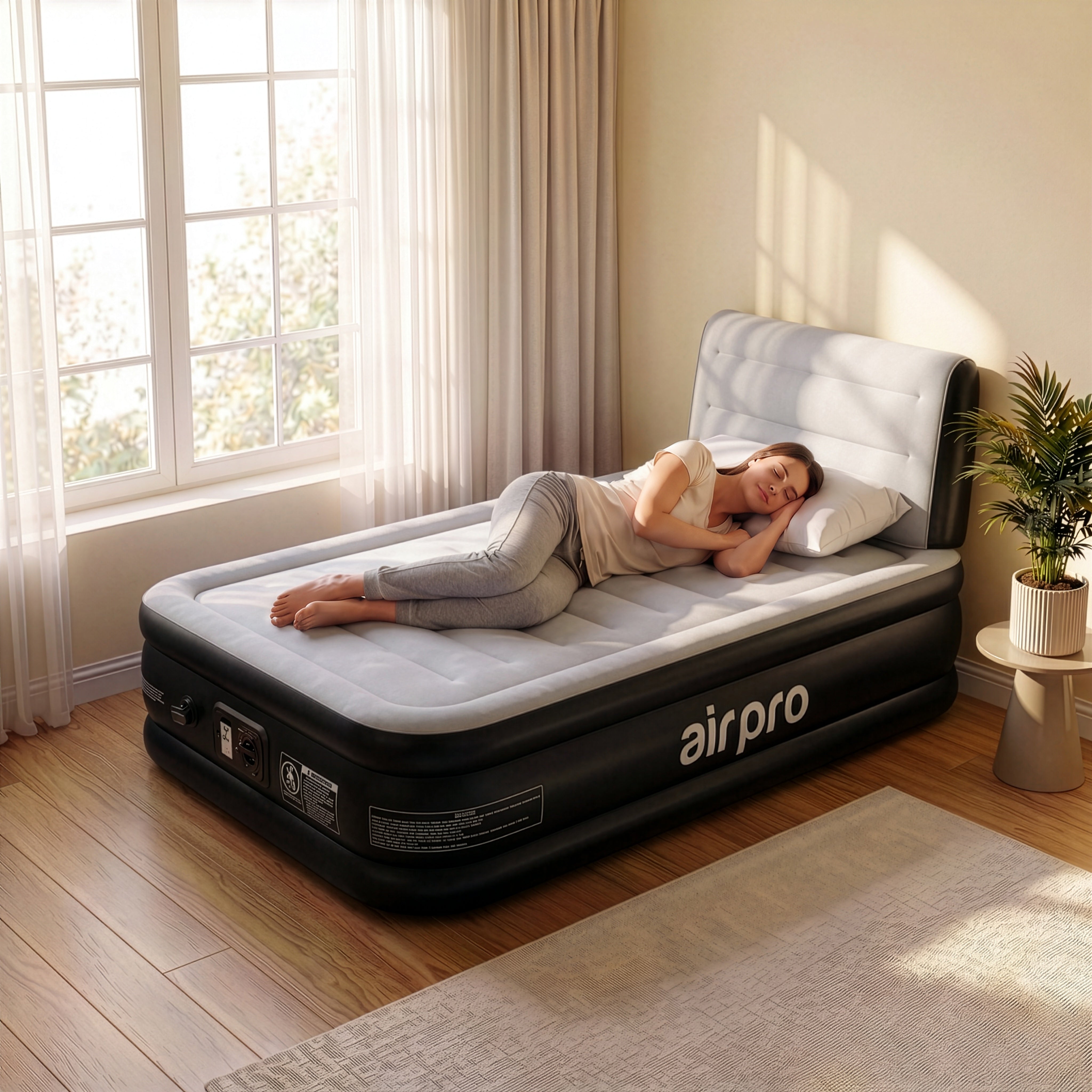 Inflatable Air Mattress with Headboard