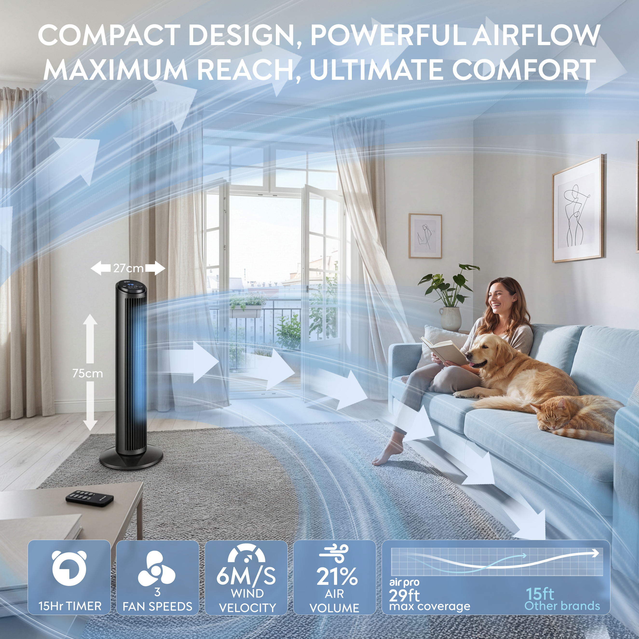 30" Tower Fan (SmartVoice™ Enabled)