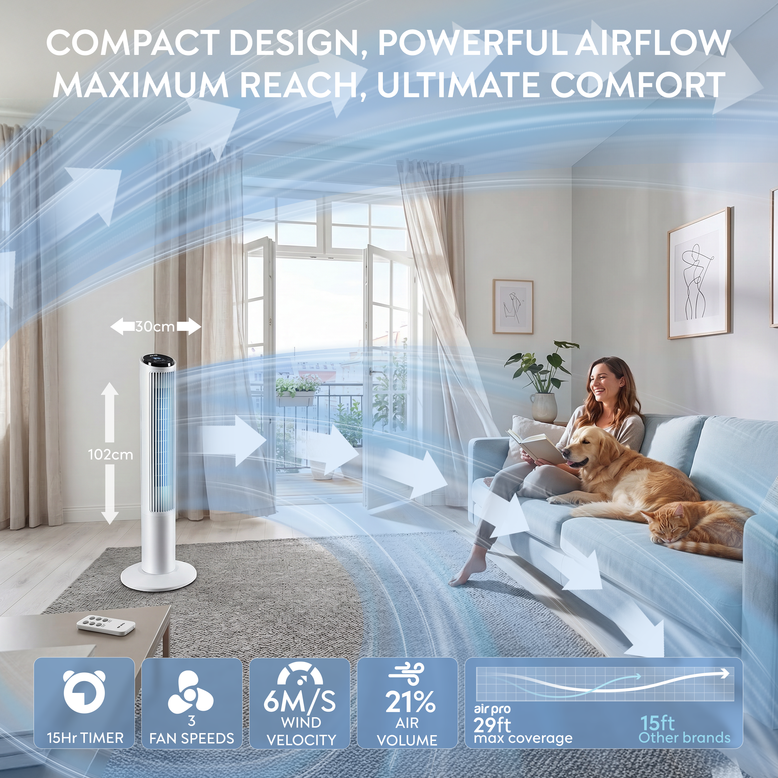 30" Tower Fan (SmartVoice™ Enabled)