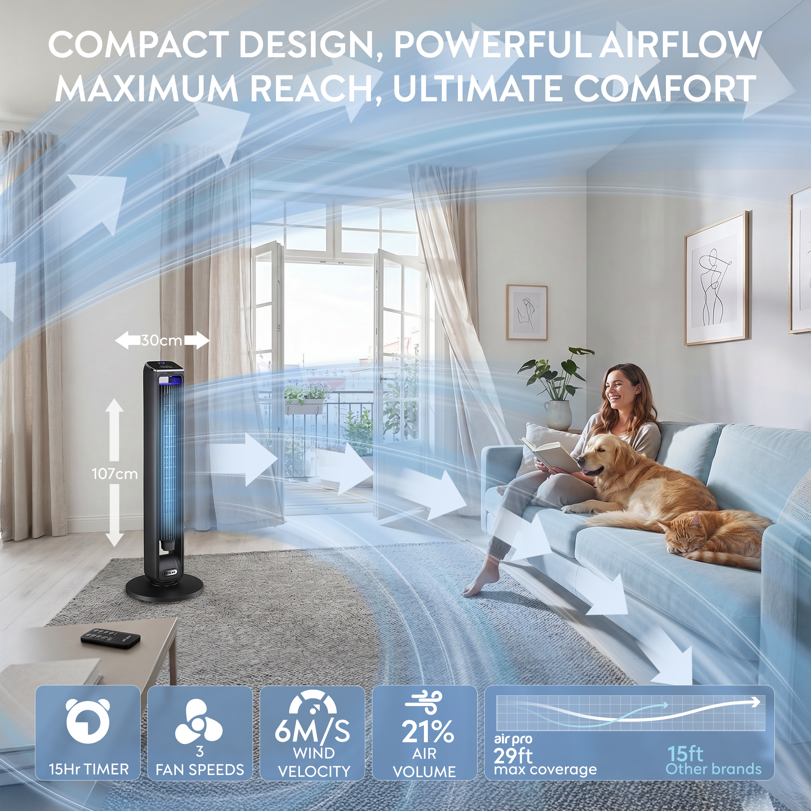 42" Tower Fan (SmartVoice™ Enabled)