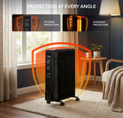 Oil-Filled Electric Heater with Timer Function - 2500W - 11 Fins