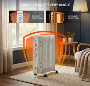 Oil-Filled Electric Heater with Timer Function - 2500W - 11 Fins