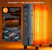 Oil-Filled Electric Heater with Timer Function - 2500W - 11 Fins