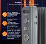 Oil-Filled Electric Heater with Timer Function - 2500W - 11 Fins