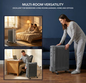Oil-Filled Electric Heater with Timer Function - 2500W - 11 Fins