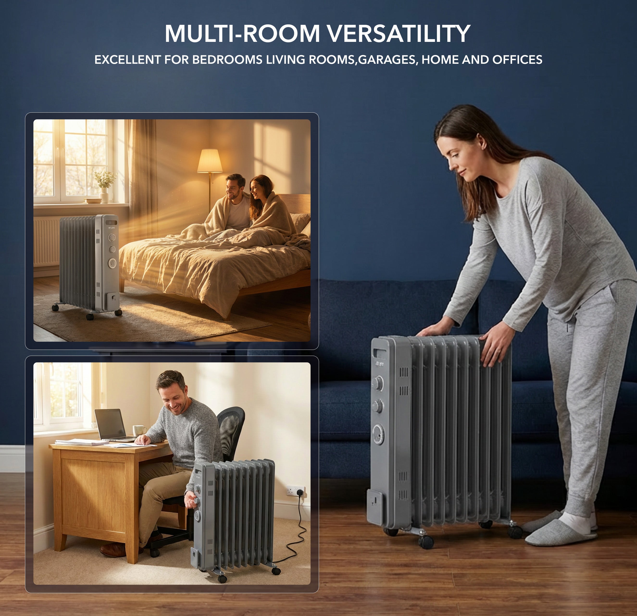 Oil-Filled Electric Heater with Timer Function - 2500W - 11 Fins