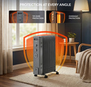 Oil-Filled Electric Heater with Timer Function - 2500W - 11 Fins