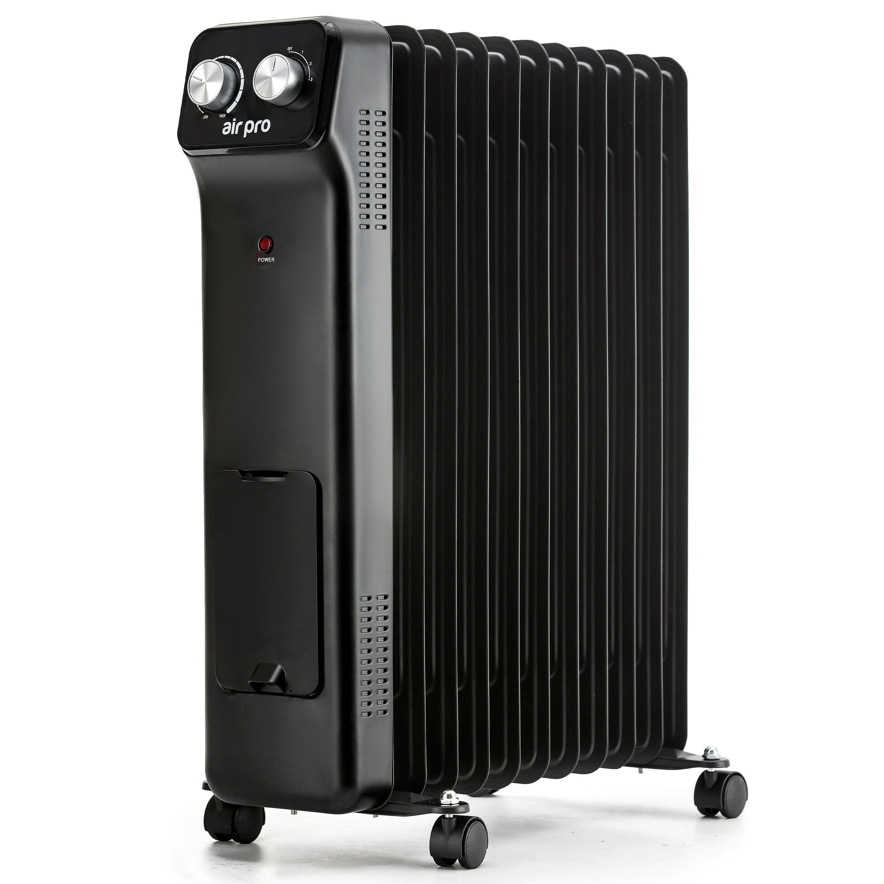 Oil-Filled Electric Radiator 2500W, Adjustable Thermostat, 3 Settings