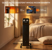 Oil-Filled Electric Radiator 2500W, Adjustable Thermostat, 3 Settings