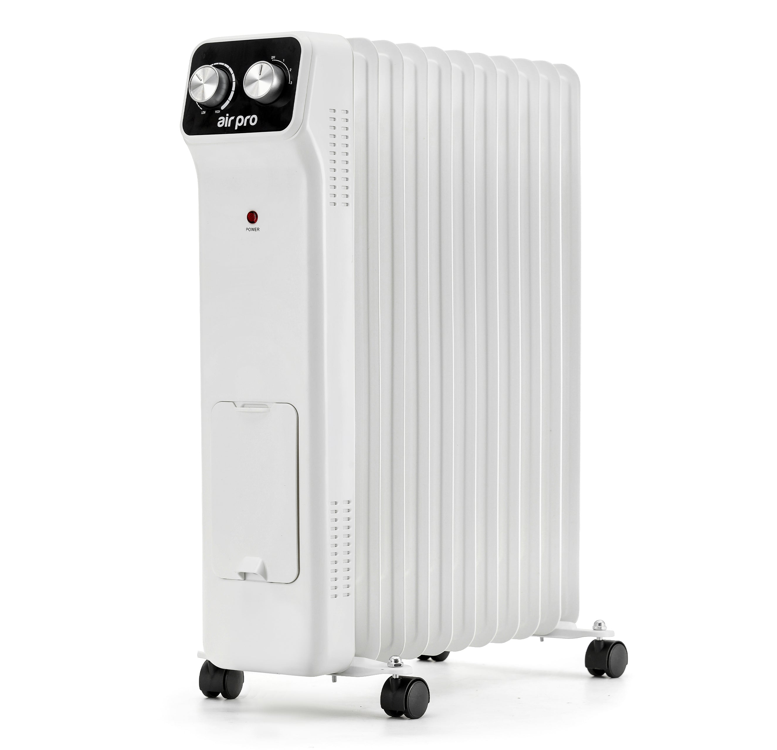 Oil-Filled Electric Radiator 2500W, Adjustable Thermostat, 3 Settings