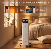 Oil-Filled Electric Radiator 2500W, Adjustable Thermostat, 3 Settings