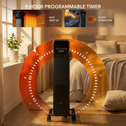 Oil-Filled Electric Radiator 2500W with Thermostat, 9 Hour Timer