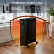 Oil-Filled Electric Radiator 2500W with Thermostat, 9 Hour Timer