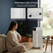 Oil-Filled Electric Radiator 2500W with Thermostat, 9 Hour Timer