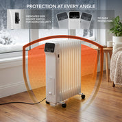 Oil-Filled Electric Radiator 2500W with Thermostat, 9 Hour Timer