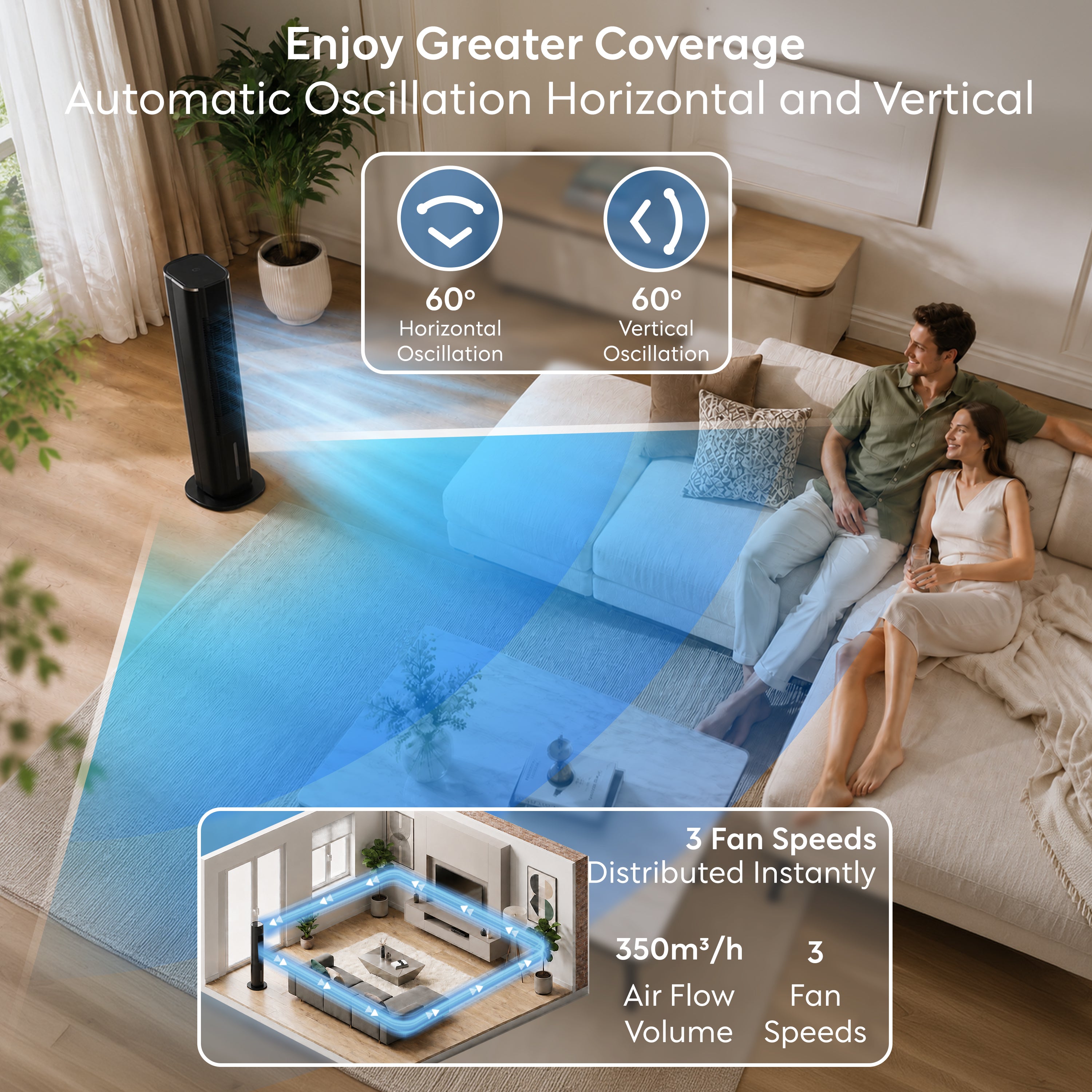 42" Tower Evaporative Air Cooler 6L