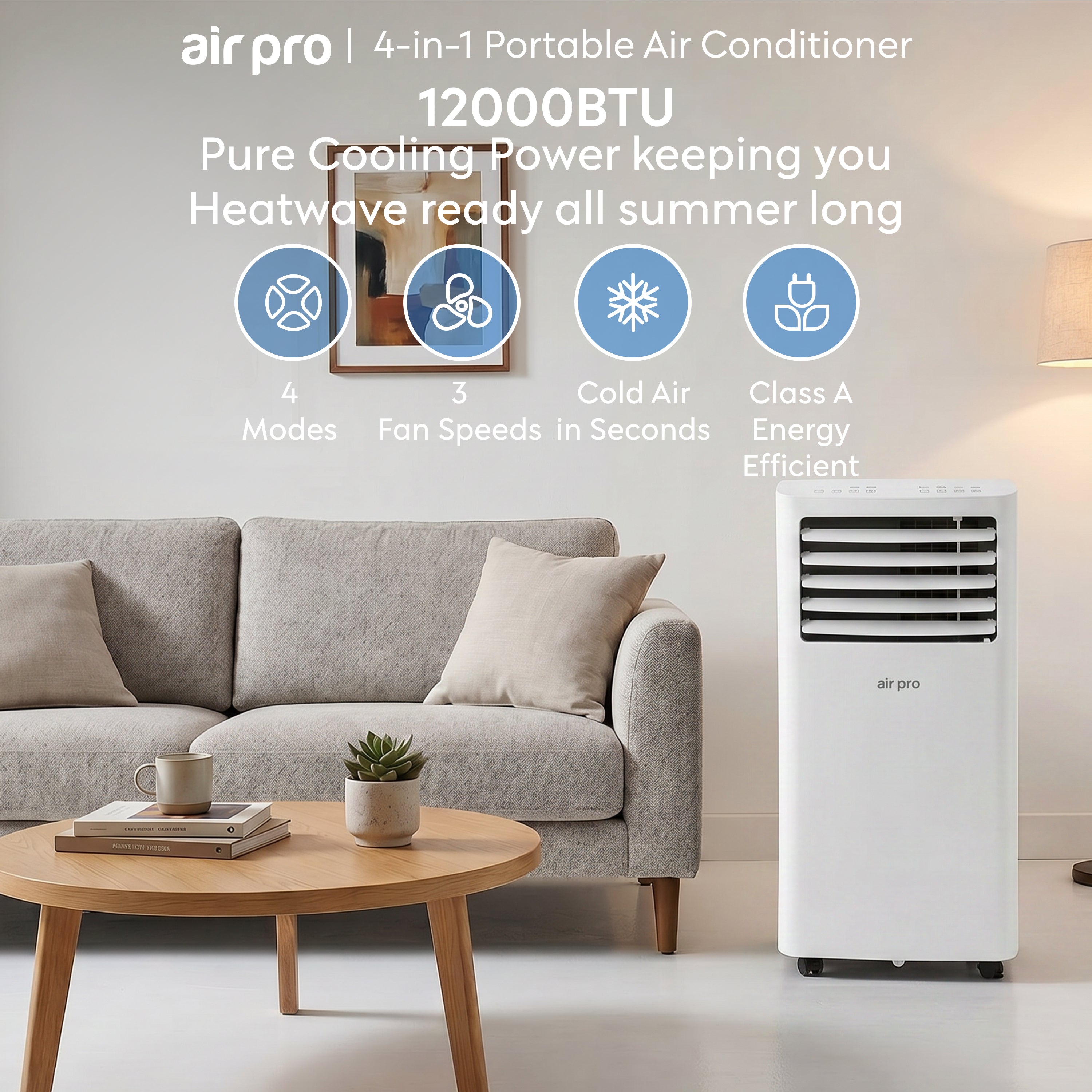 12,000 BTU 4-in-1 Mobile Air Conditioner (WiFi Enabled)