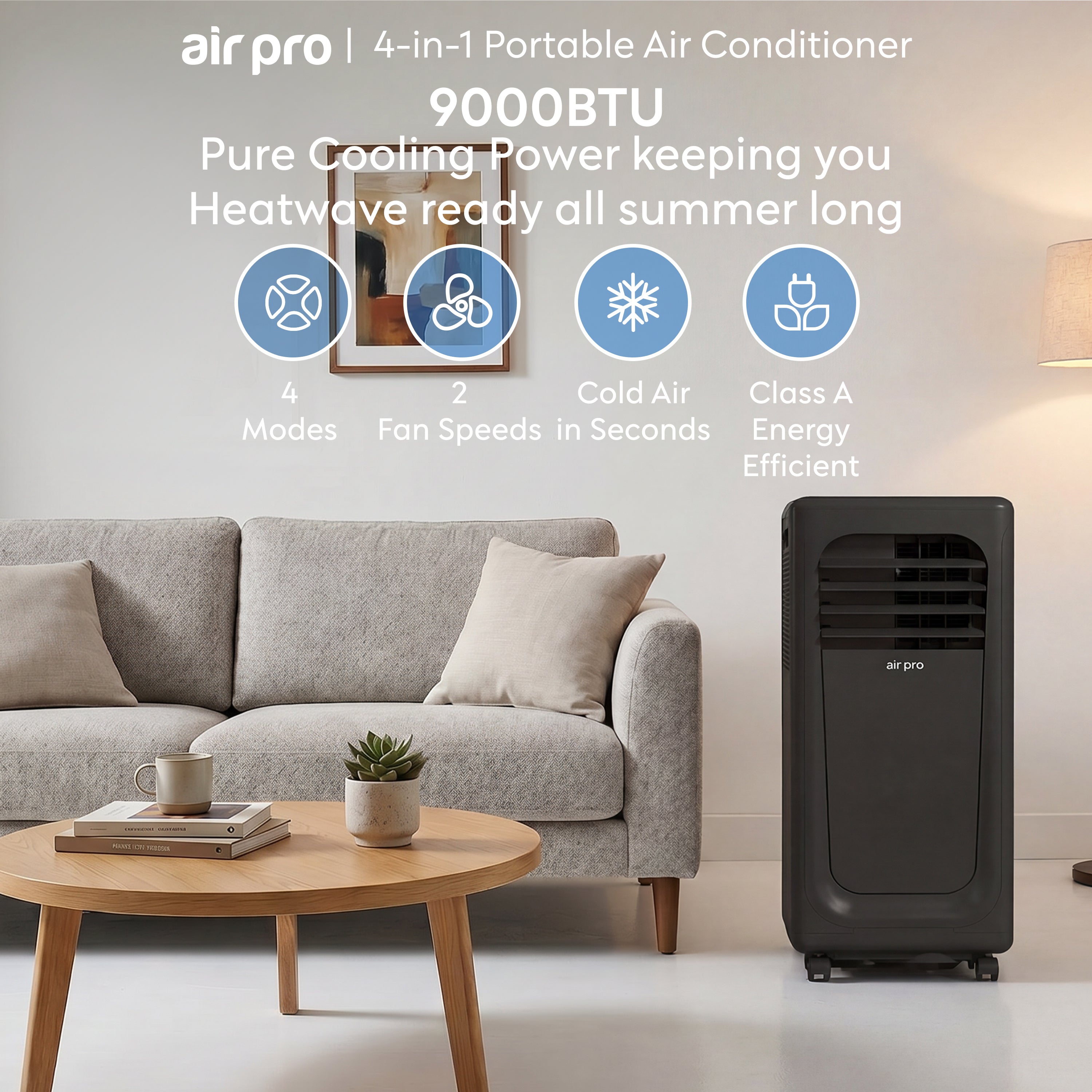 9,000 BTU 4-in-1 Mobile Air Conditioner (WiFi Enabled)