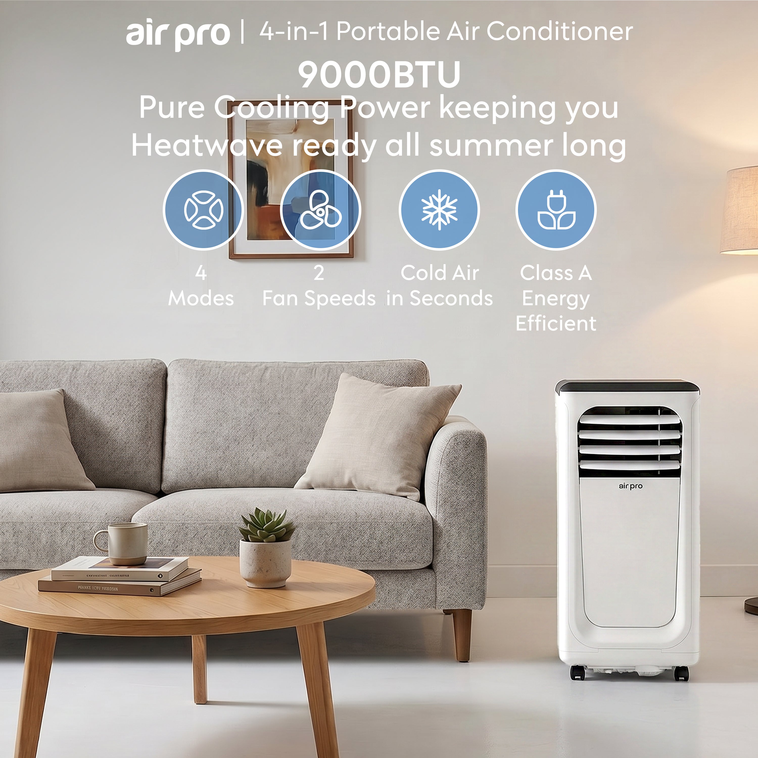 9,000 BTU 4-in-1 Mobile Air Conditioner (WiFi Enabled)