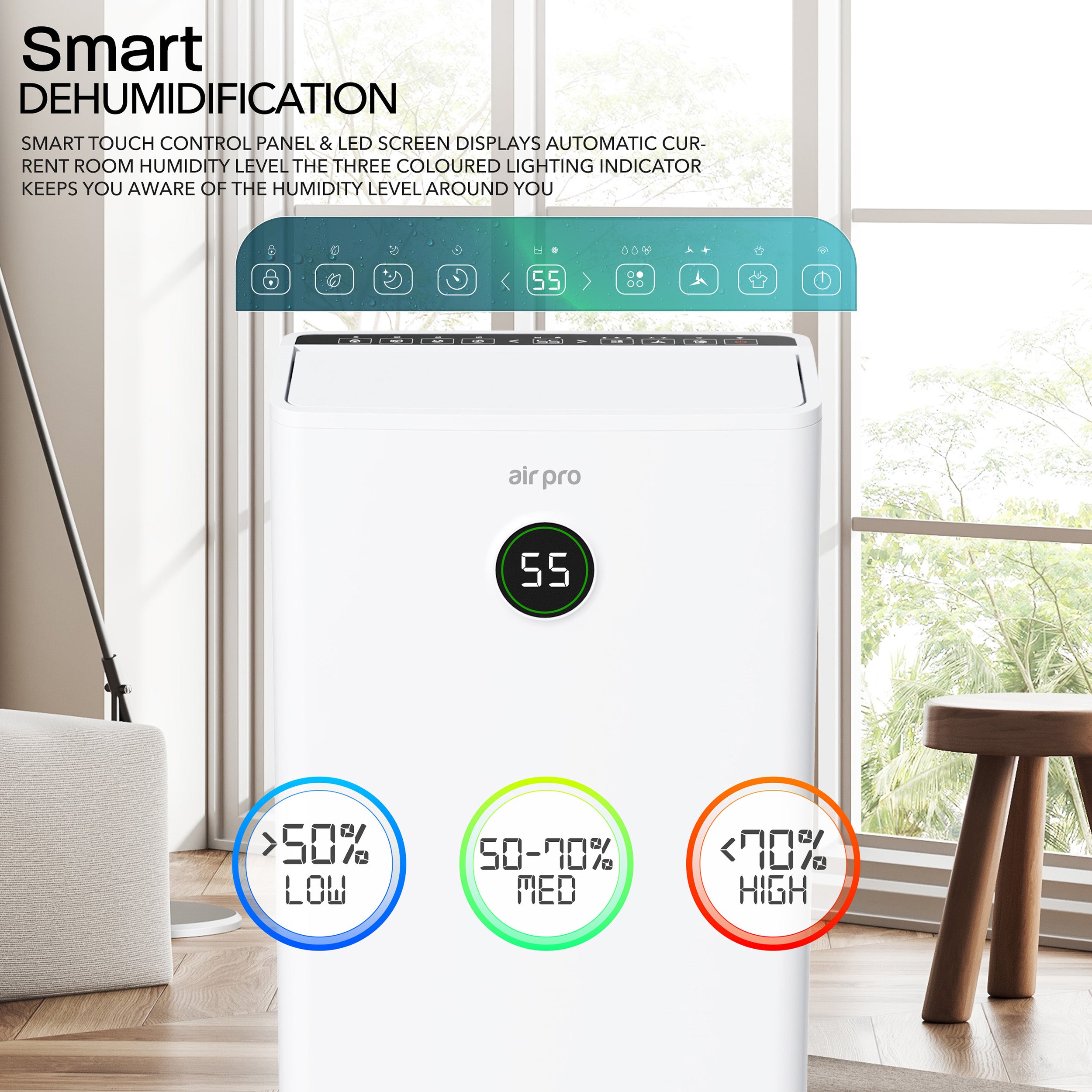 Digital Dehumidifier 5.5L Tank 24H Timer - 16L/25L Daily Extraction