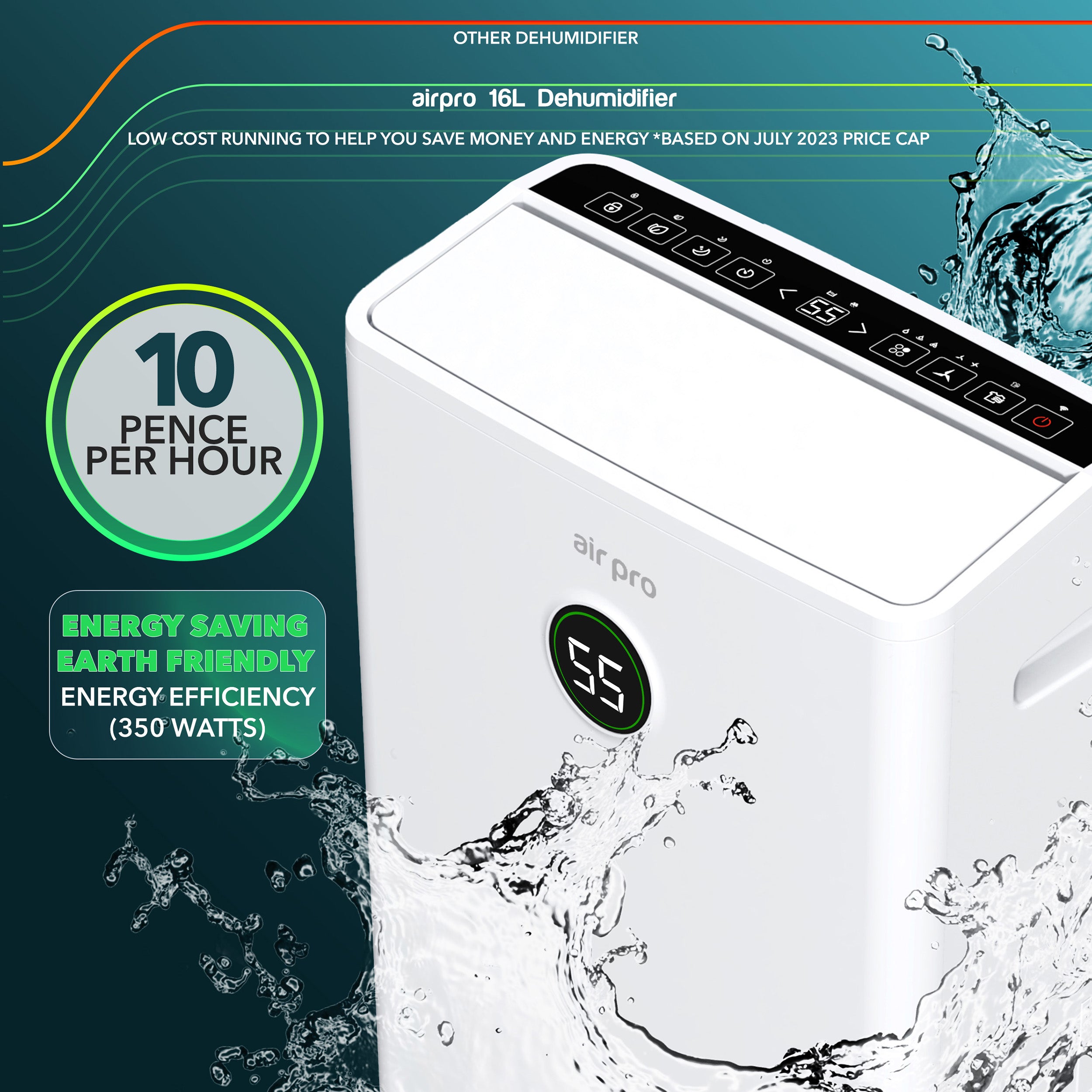 Digital Dehumidifier 5.5L Tank 24H Timer - 16L/25L Daily Extraction