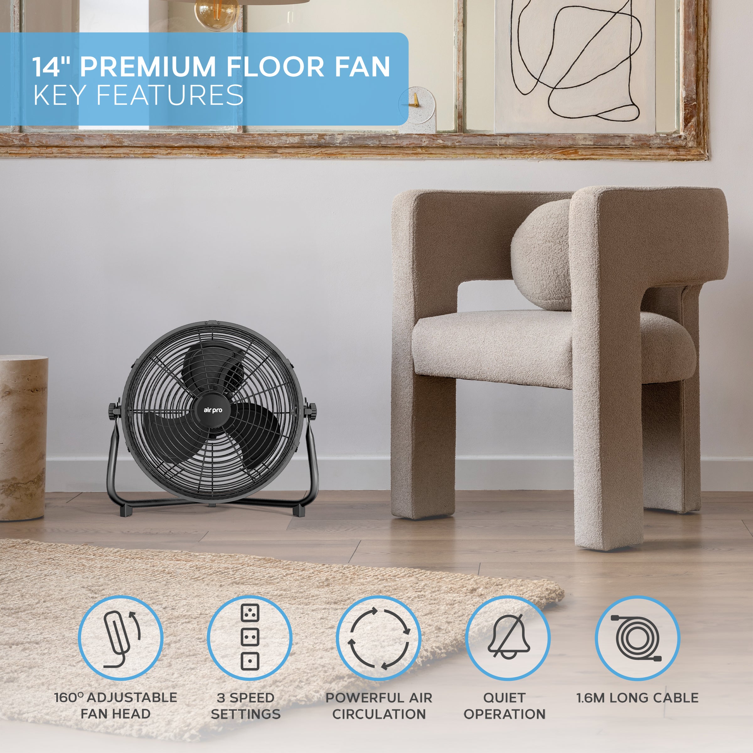 14" / 16" / 20" Circular Floor Fan
