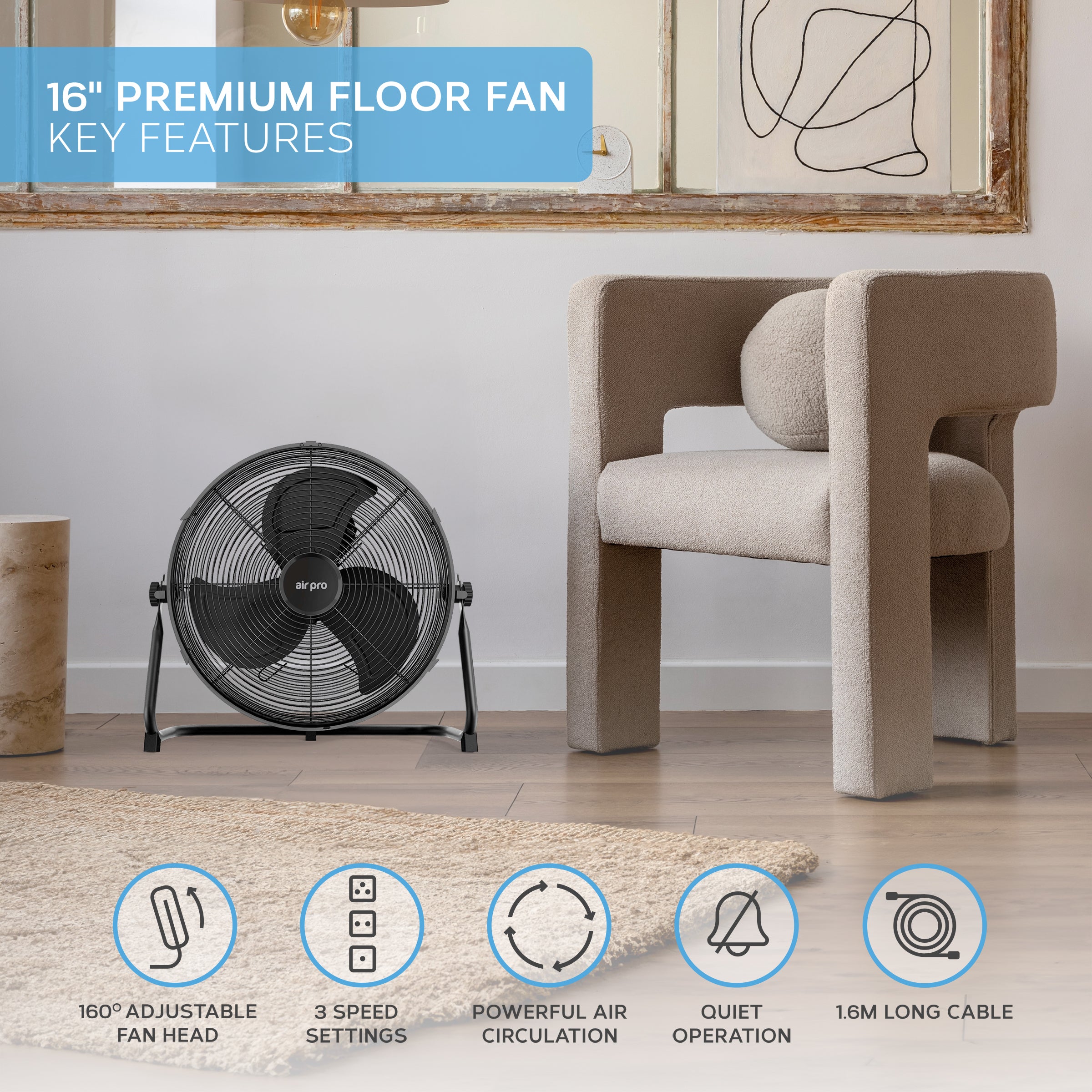 16" Circular Floor Fan