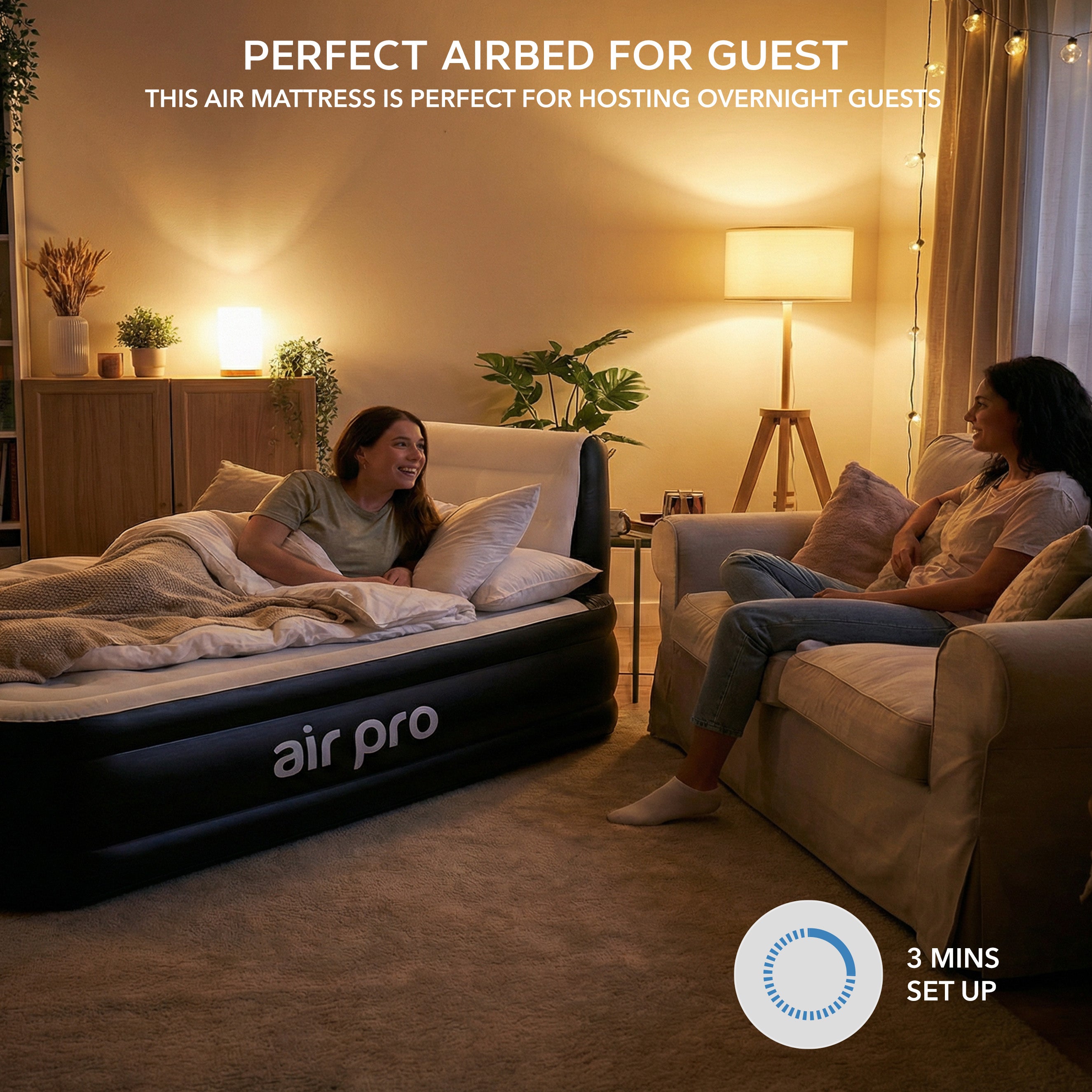 Inflatable Air Mattress with Headboard